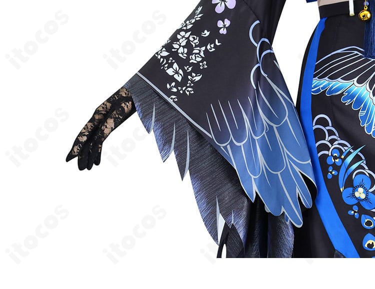 ホロライブ正月衣装の袖デザイン詳細。袖口の広がりと縁取りの見え方。