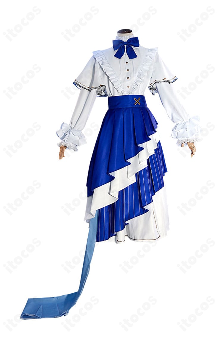 エリーラ・ペンドラ衣装の正面ビュー。リボンとフロントの装飾配置、シルエットが分かる画像。