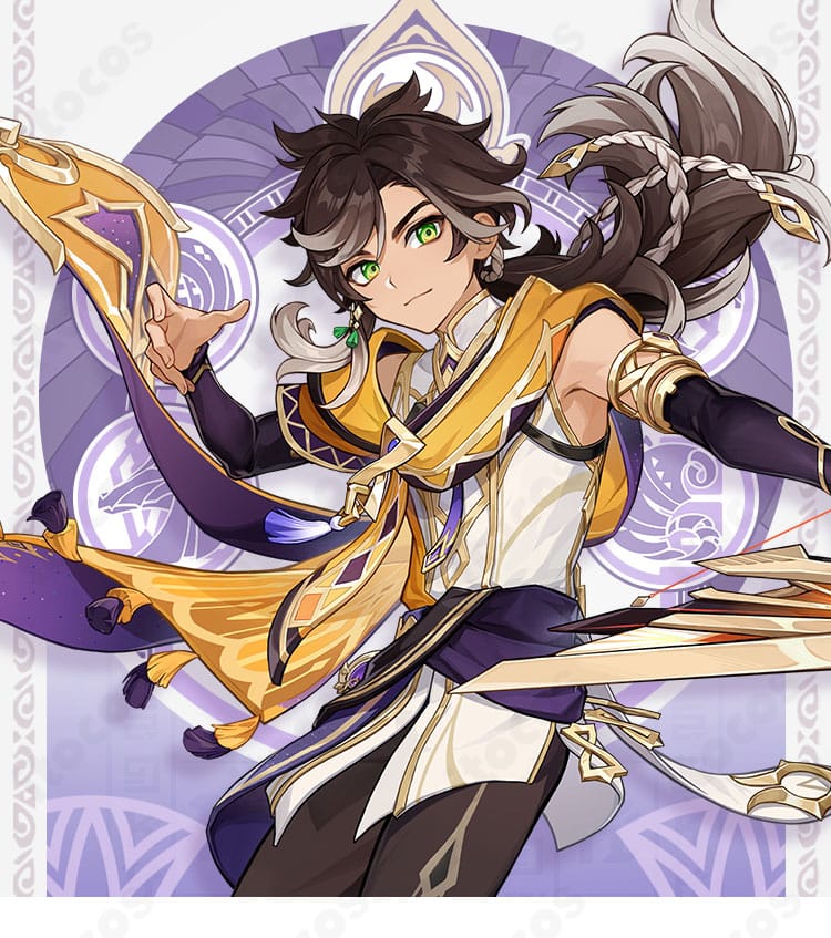 原神 セトスの公式衣装イメージを再現したコスプレ一式。刺繍と装飾でキャラクター性を鮮明に表現。