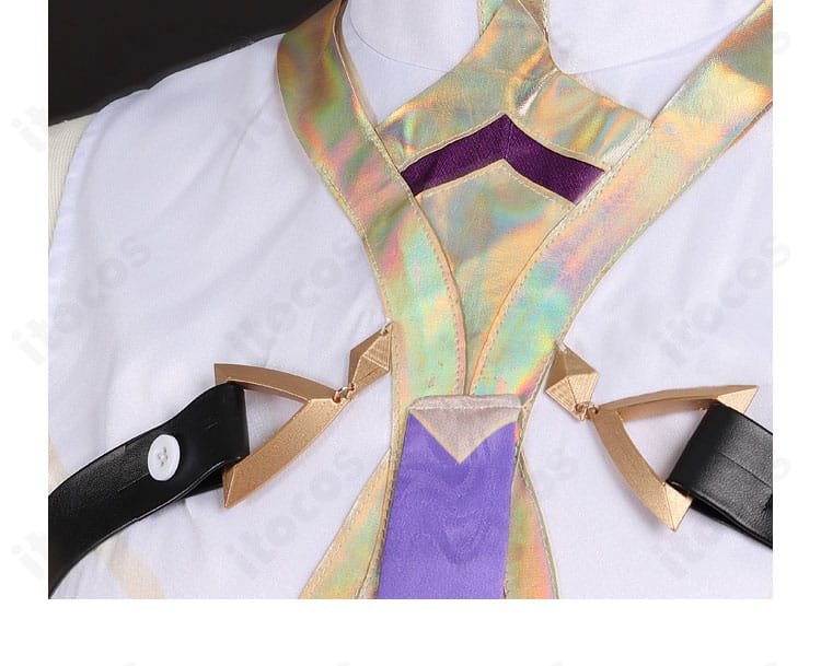 腰封（コルセットベルト）装飾。ウエストを引き締めシルエットを形成。