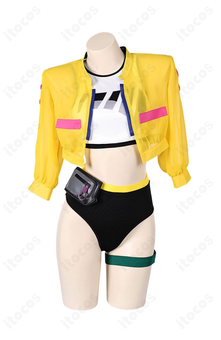 VALORANT キルジョイのエージェント標準衣装（イエローコート）の正面全身画像。高発色コートとインナーの配色がわかる構図。