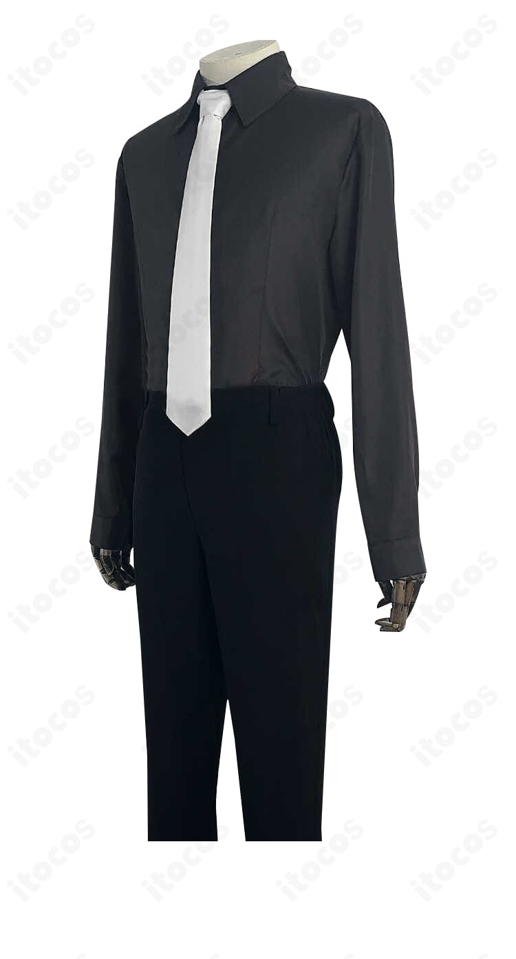 アビス・レイザー衣装のインナーシャツ正面ディテール。襟の形状と前立てのステッチ、素材のハリ感が分かるクローズアップ。