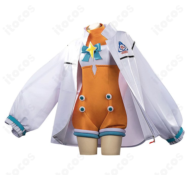 ネオユニヴァース コスプレ衣装の側面シルエット。コートのラインとジャンプスーツのフィット感を確認できる。