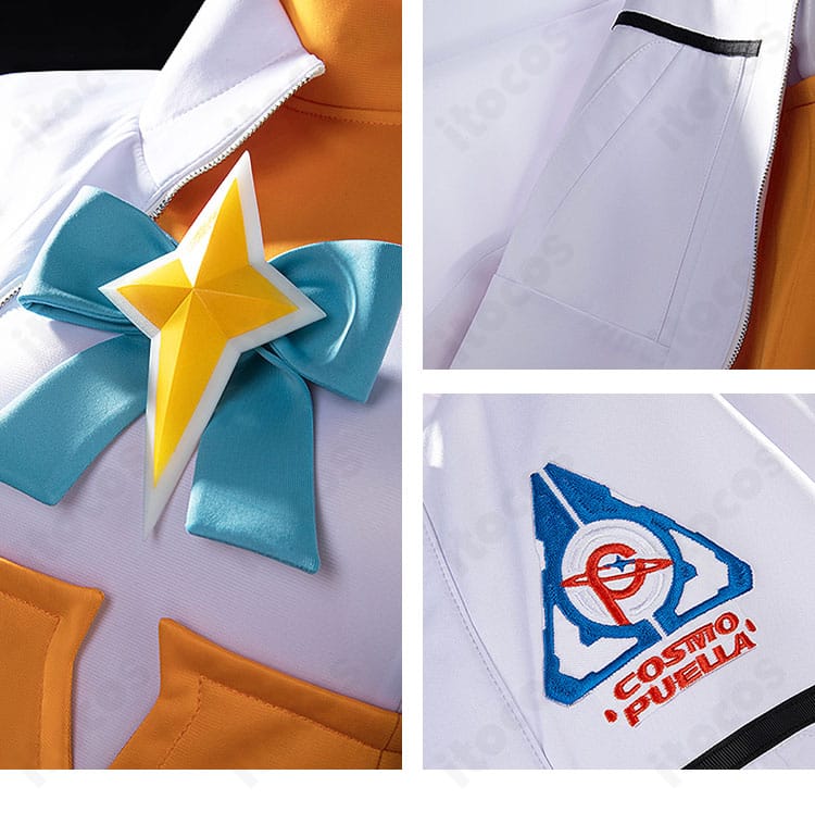 ネオユニヴァース衣装の領結と胸元アイコン装飾アップ。質感と仕上げの精度が分かる。