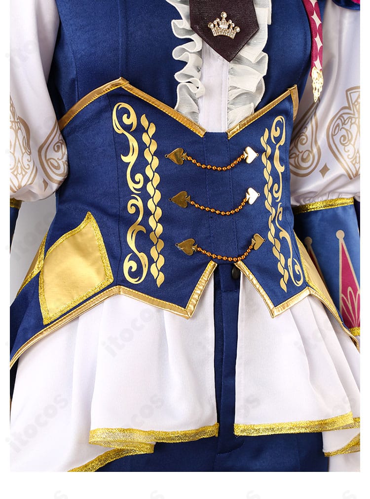 プロセカ 天馬司 コスプレ衣装のウエスト周り。コルセットベルトと意匠パーツの配置ディテール。