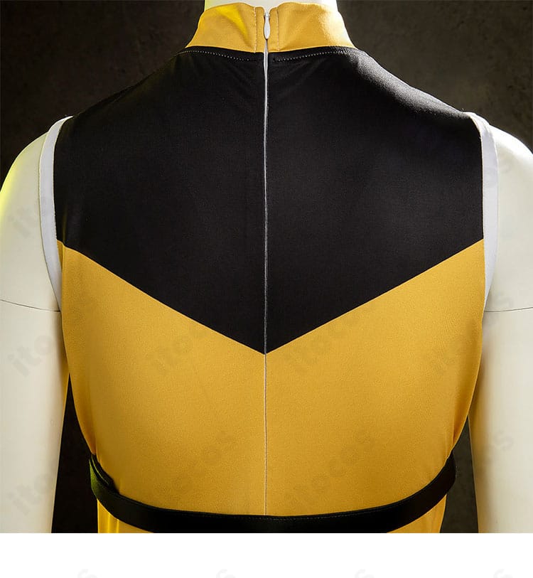 錫切夢子コスプレ衣装の背面装飾アップ。背面ラインと装飾配置のバランスを強調