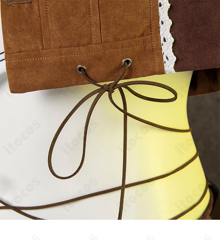 ティファ ウェスタンガイド姿コスプレ 裾のレースアップ風ストラップ装飾