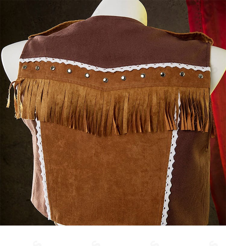 ティファ ウェスタンガイド姿コスプレ 背面のフリンジ装飾ディテール
