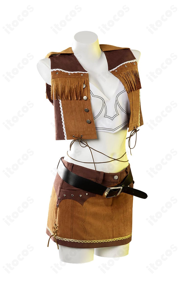 FF7リバース ティファ・ロックハート ウェスタンガイド姿コスプレ衣装の右側面シルエット