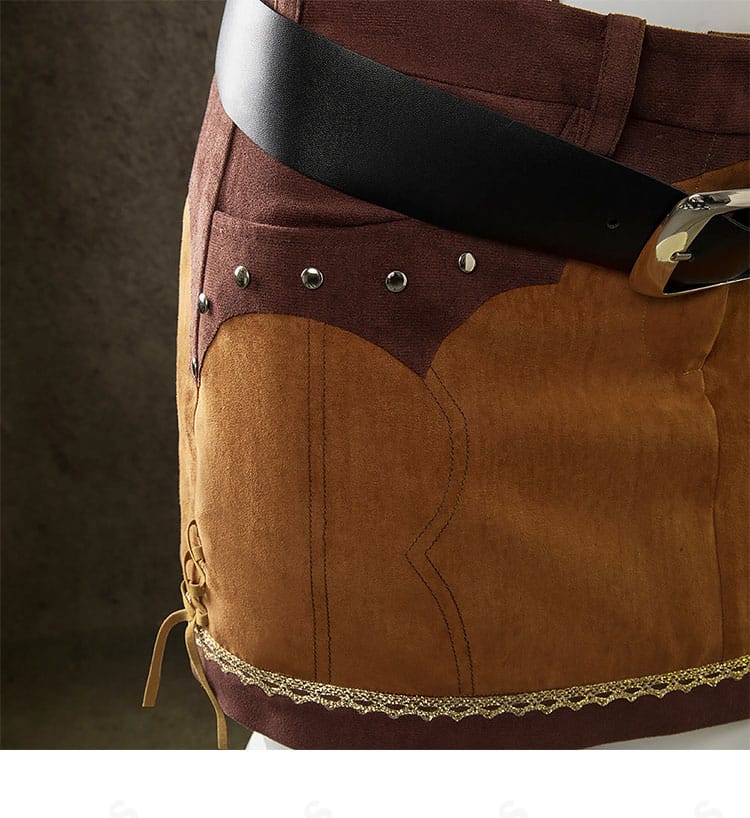 ティファ ウェスタンガイド姿コスプレ スカート側面の装飾・ライン