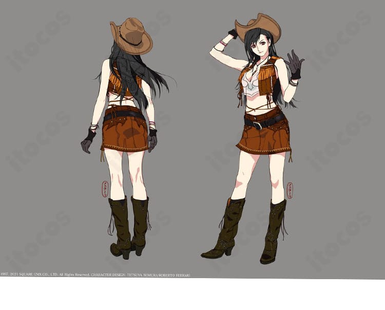 FF7リバースのティファ・ロックハート ウェスタンガイド姿の参考キャラクターイメージ