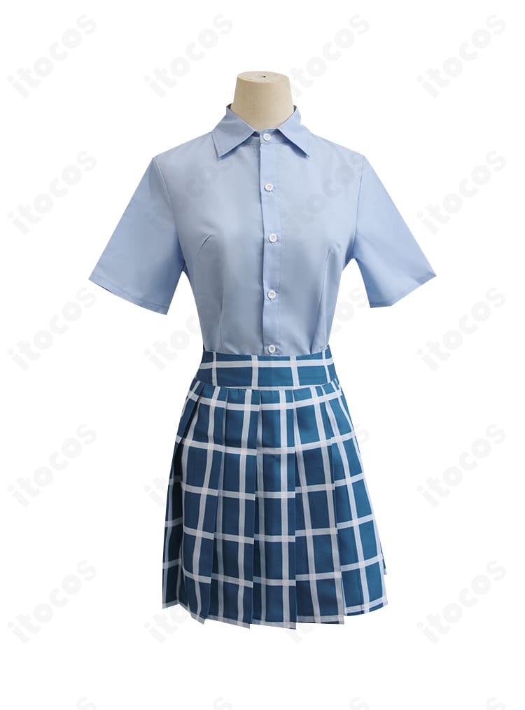 近江彼方コスプレの短袖インナーシャツ正面。前立てとボタン配置、襟元の仕立てが分かるクローズアップ。