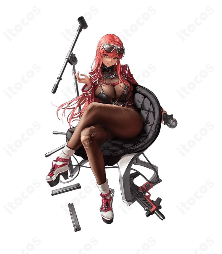 勝利の女神：NIKKE ボリュームのキャラクターイメージ。ロングコート×レオタードの造形バランスと雰囲気を確認できる参考画像。