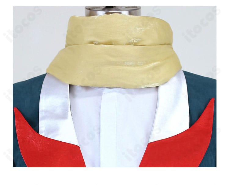 ギーマ コスプレ衣装の首元ディテール。マフラーと首飾りの重なりを強調。