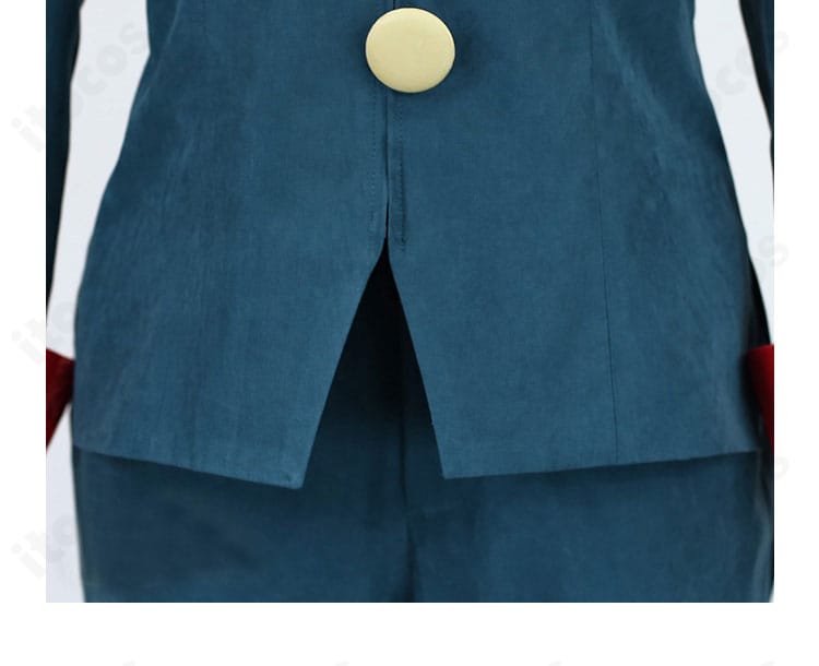 ギーマ コスプレ衣装の裾装飾アップ。コートの縁取りとステッチの仕上がり。