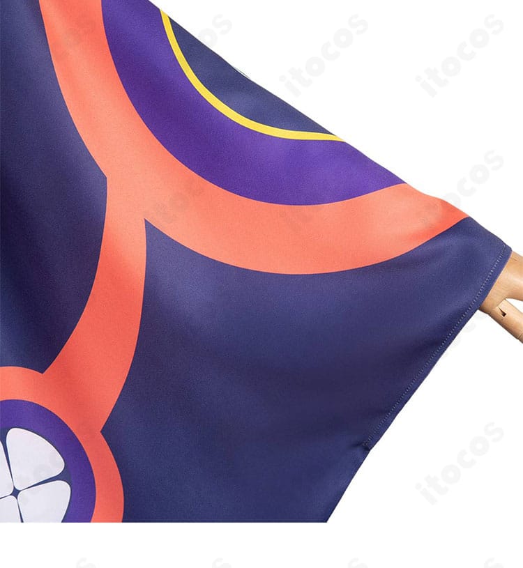 袖口ディテール。薬売りの袖の装飾、縁取り、刺繍表現を強調した画像