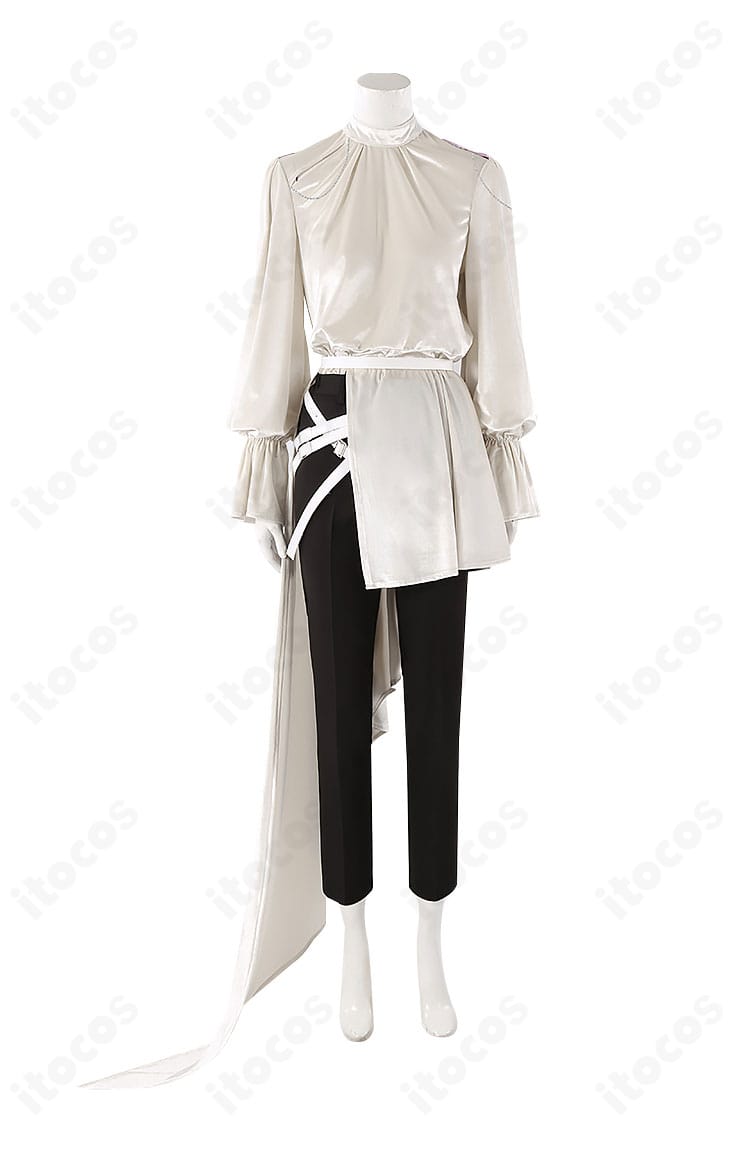 ALIEN STAGE ルカ コスプレ衣装の正面全身。鮮やかな配色とベルト配置でシャープなシルエットを強調。