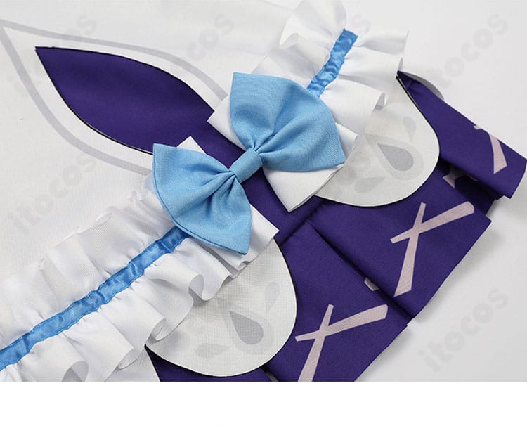 原神 クリーヴ コスプレ衣装のスカート蝶結び装飾。リボンの形状とサイズ感を示すクローズアップ。