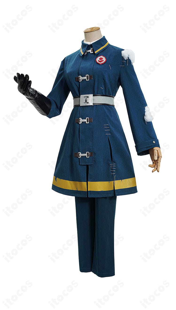 第五人格 フロリアン・ブランド 火災調査員コスプレ衣装の側面。袖口・サイドライン・付属パーツの精密な仕上げを確認