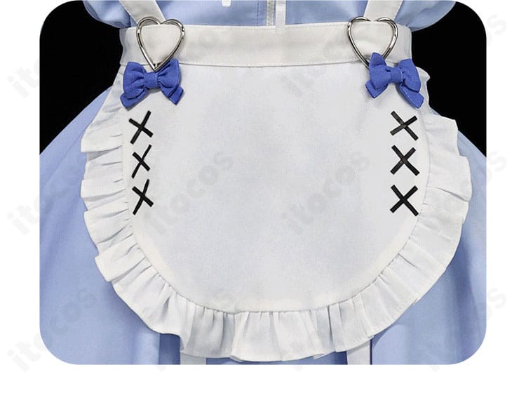 エプロン装飾（囲い布）のディテール。ギャザーと裾ラインの縫製が見える。