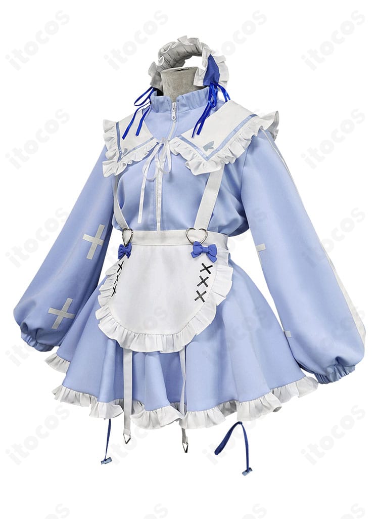 宝多六花コスプレ衣装の側面ディテール。ウエストラインとスカートのフレア形状を確認できる。