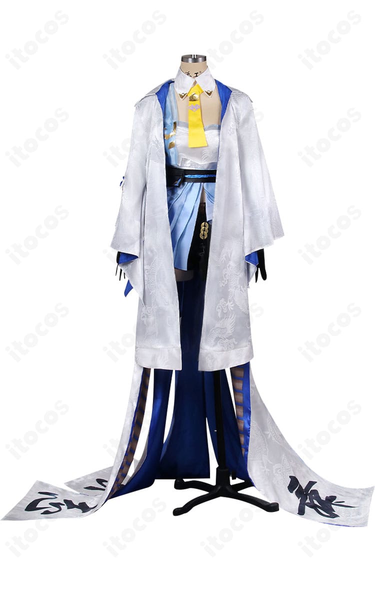 リィン衣装の正面ディテール。つけ襟やベルト配置がわかる高精度仕立てで、オーダーメイドにも対応。