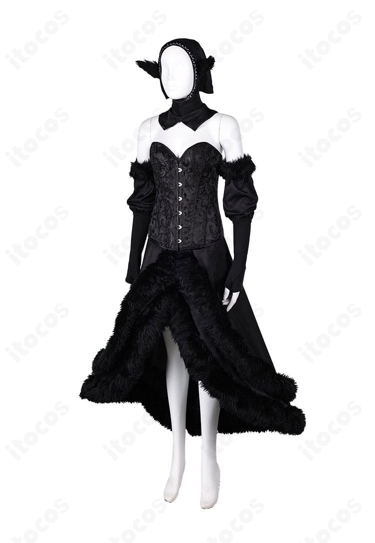 ダンジョン飯 マルシル ハロウィン コスプレ衣装の側面。ウエストラインの切り替えと袖パーツのシルエットが分かるアングル