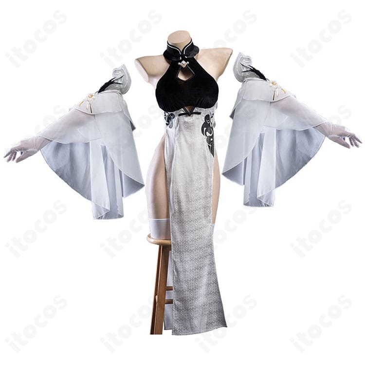 ペーター・シュトラッサー コスプレ衣装の正面スタイル。高発色のチャイナドレスと装飾の配置