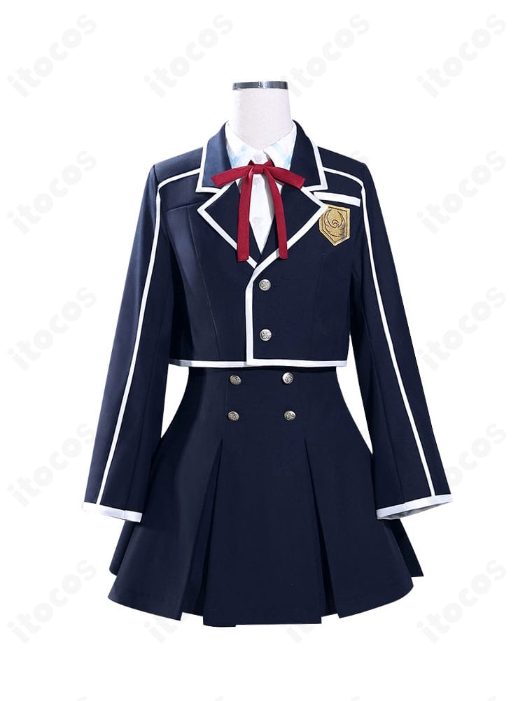 ソードアート・オンライン 結城明日奈 学園制服コスプレ衣装の正面全体像。清楚なコートとプリーツスカートで高再現のシルエットを確認できます。