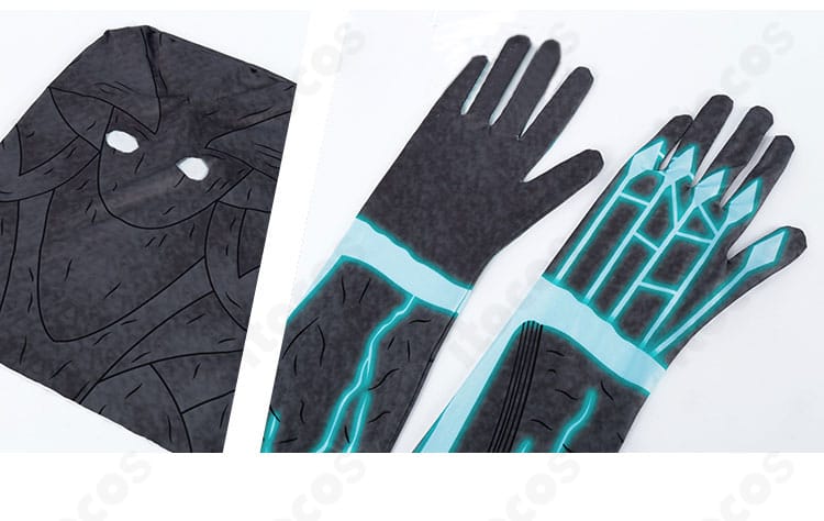 コスプレ用手袋の装飾ディテール。縫製ラインと質感を捉えたクローズアップ。