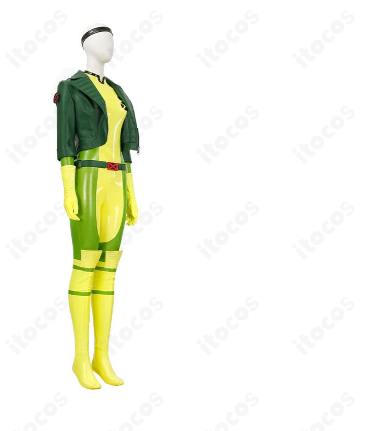 X-MEN ローグ コスプレ衣装のサイドビュー。シルエットとラインの見え方