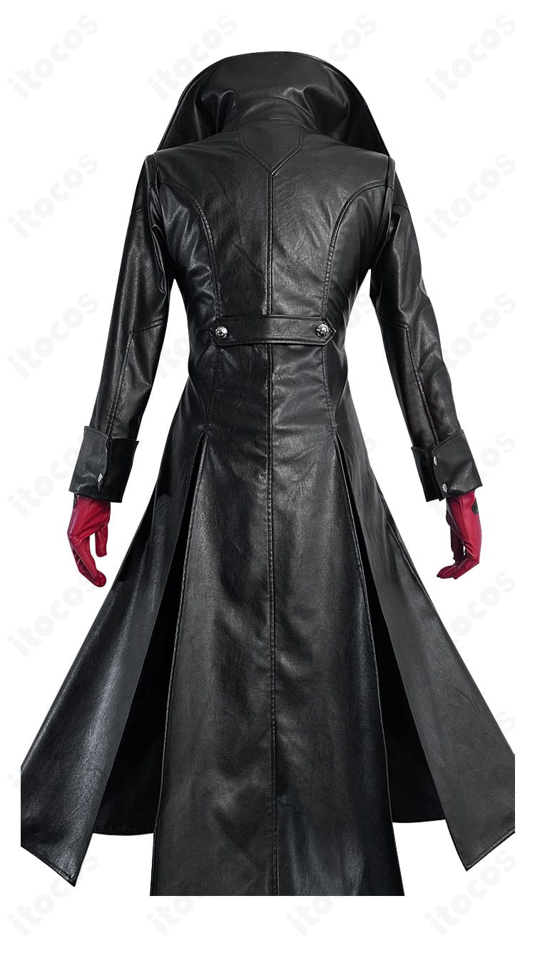 『ペルソナ５ ザ・ロイヤル』雨宮蓮 怪盗服コスプレ衣装の背面。ロングコートの後ろ姿と裾の落ち感。