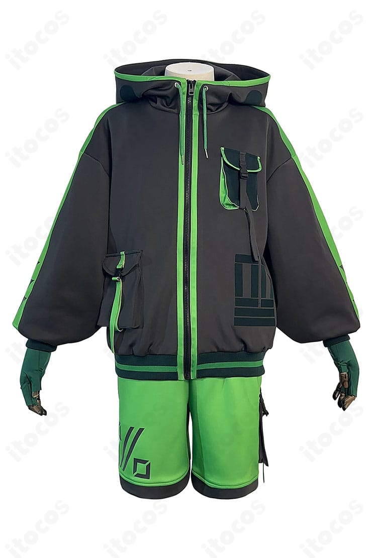 『モブサイコ100 Ⅲ』影山茂夫 サイバーパンクVer. コスプレ衣装の正面全身。高発色コートと半ズボンのバランス