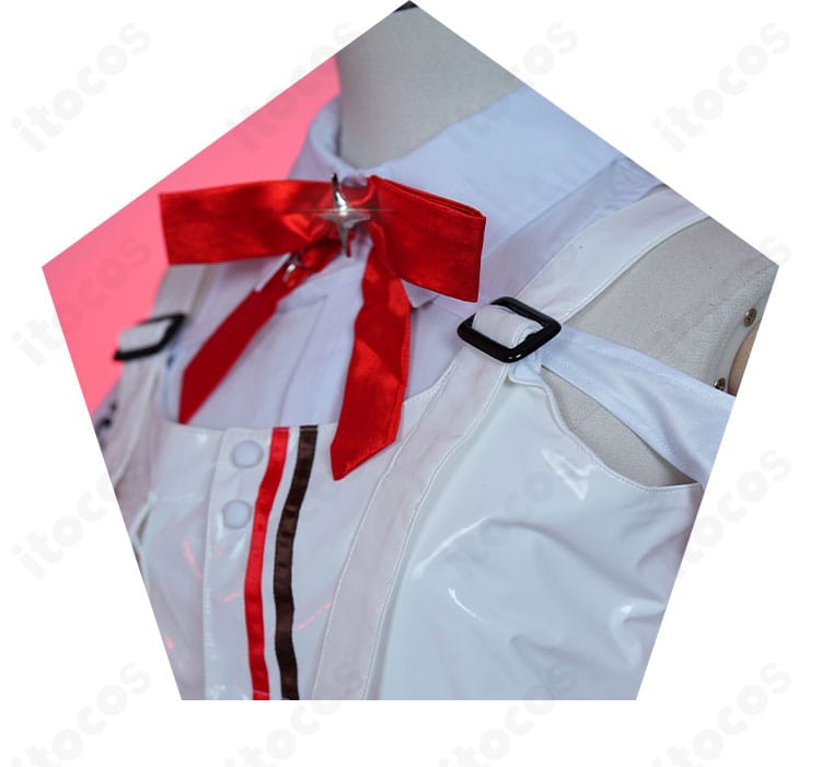 音乃瀬奏コスプレ衣装の襟元とリボン装飾のアップ。シンプルかつ華やかなポイントデザインを強調。