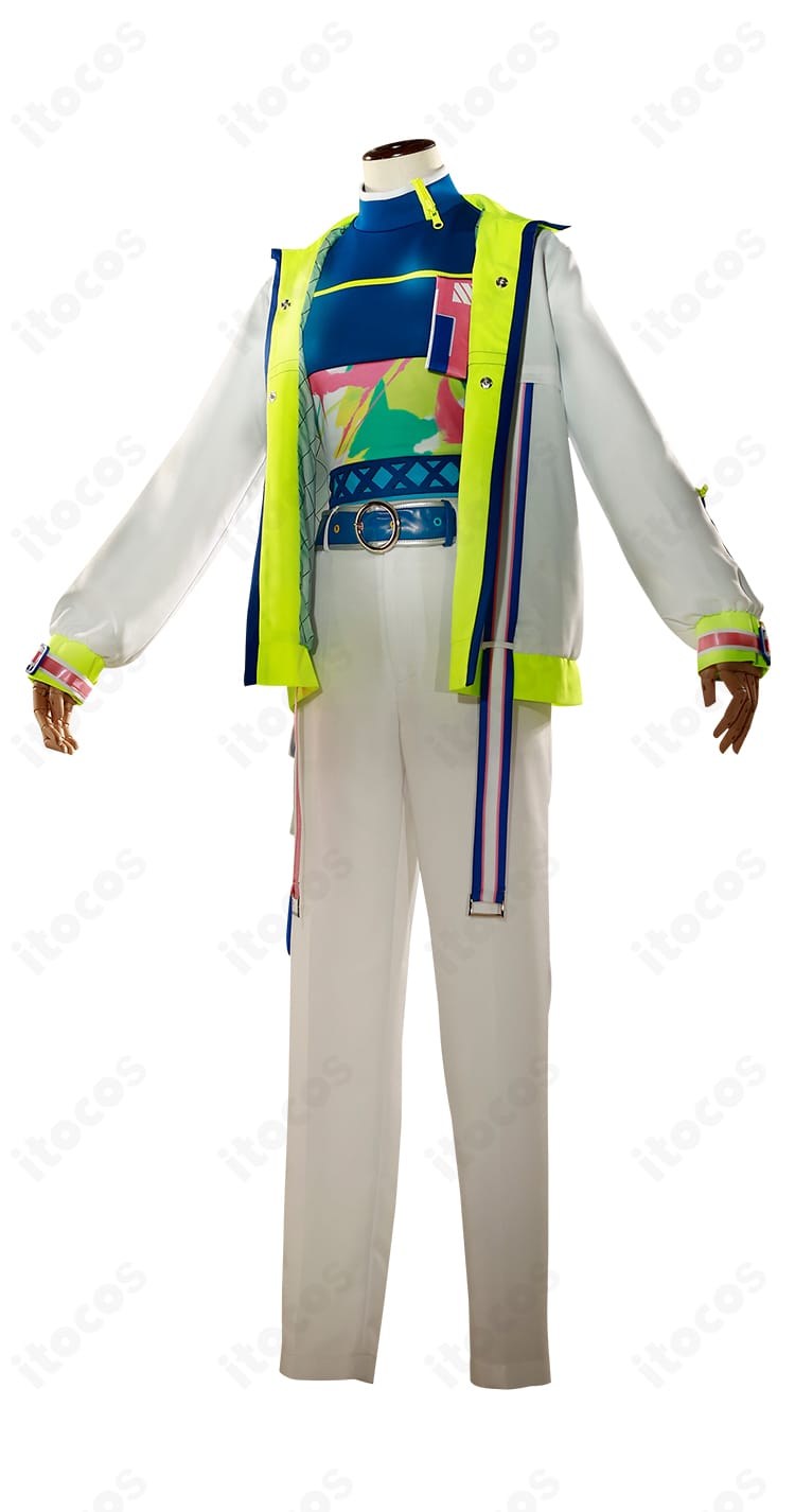 カラーコード衣装の左側面。ポケット位置や装飾の見え方を確認できる画像