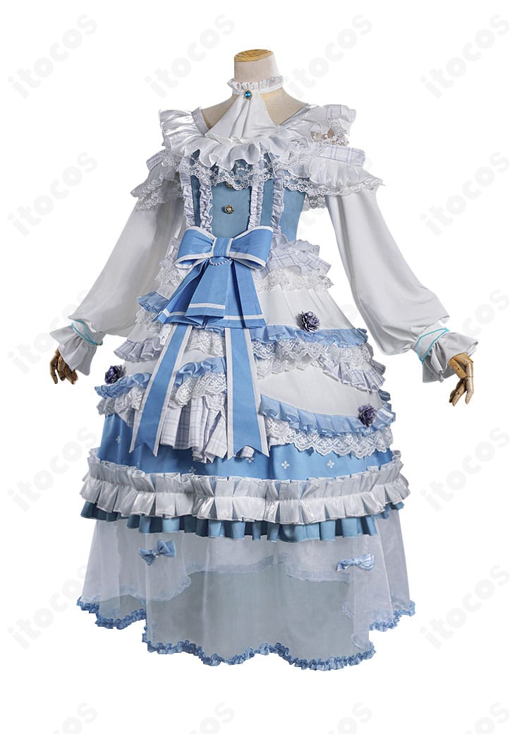 エマ・ウッズ衣装の側面シルエット。ウエストから裾へのラインとベールの落ち感を示す写真。