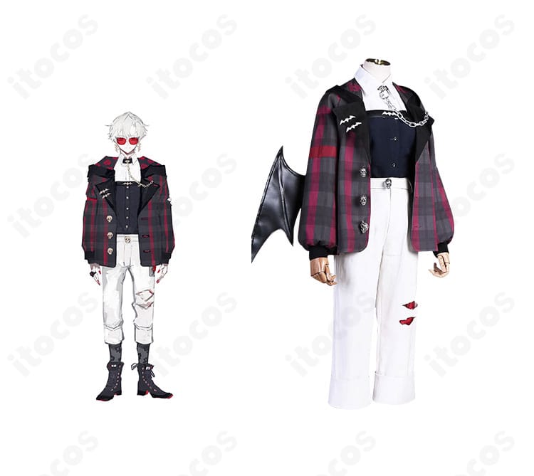 葛葉の6周年新衣装を再現したコスプレ衣装とキャラクターイメージの組み合わせ写真