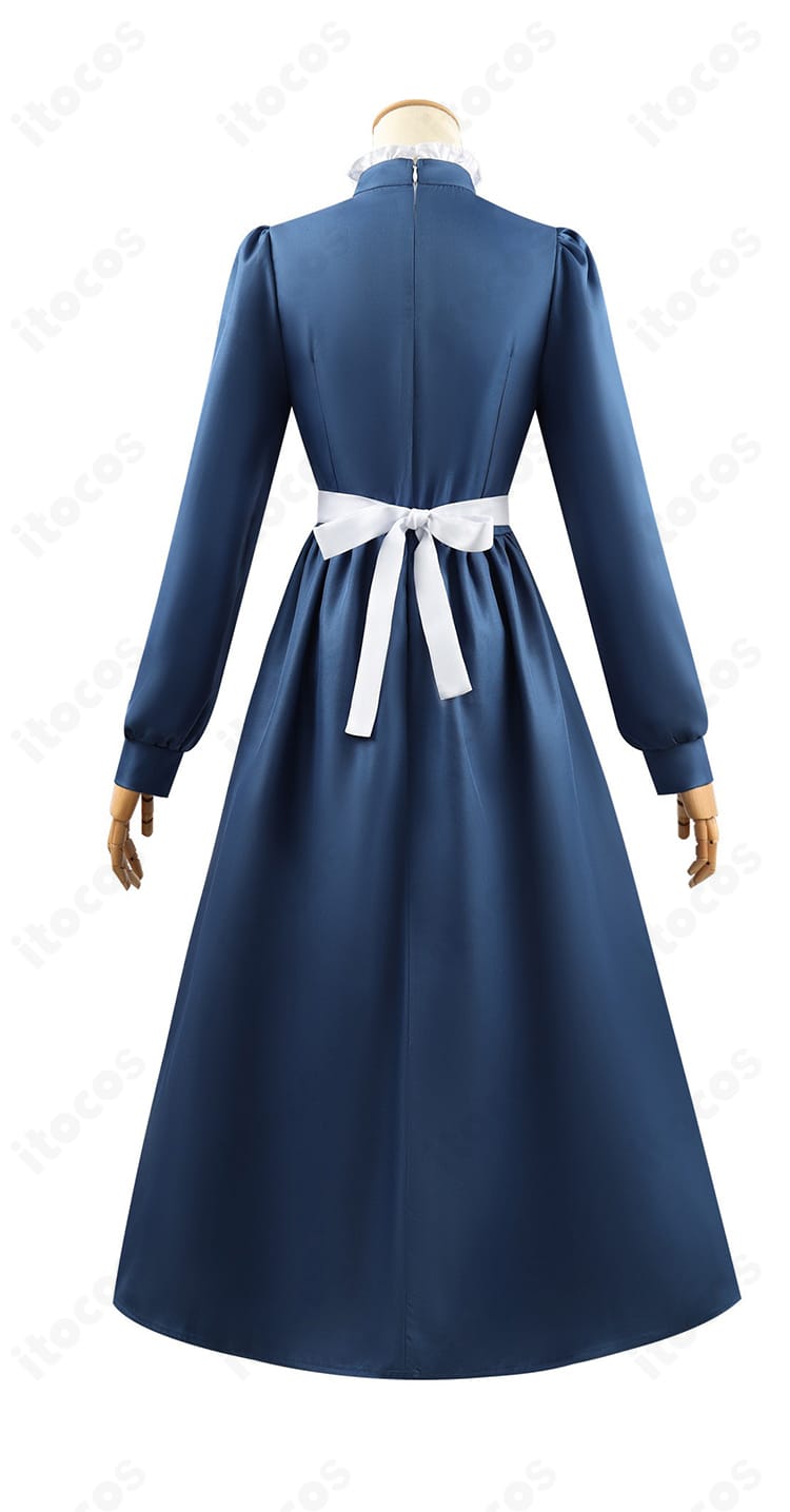 ハウルの動く城 ソフィー・ハッター 青ワンピースの背面ディテール。クラシカルなシルエットが360度で映える様子。