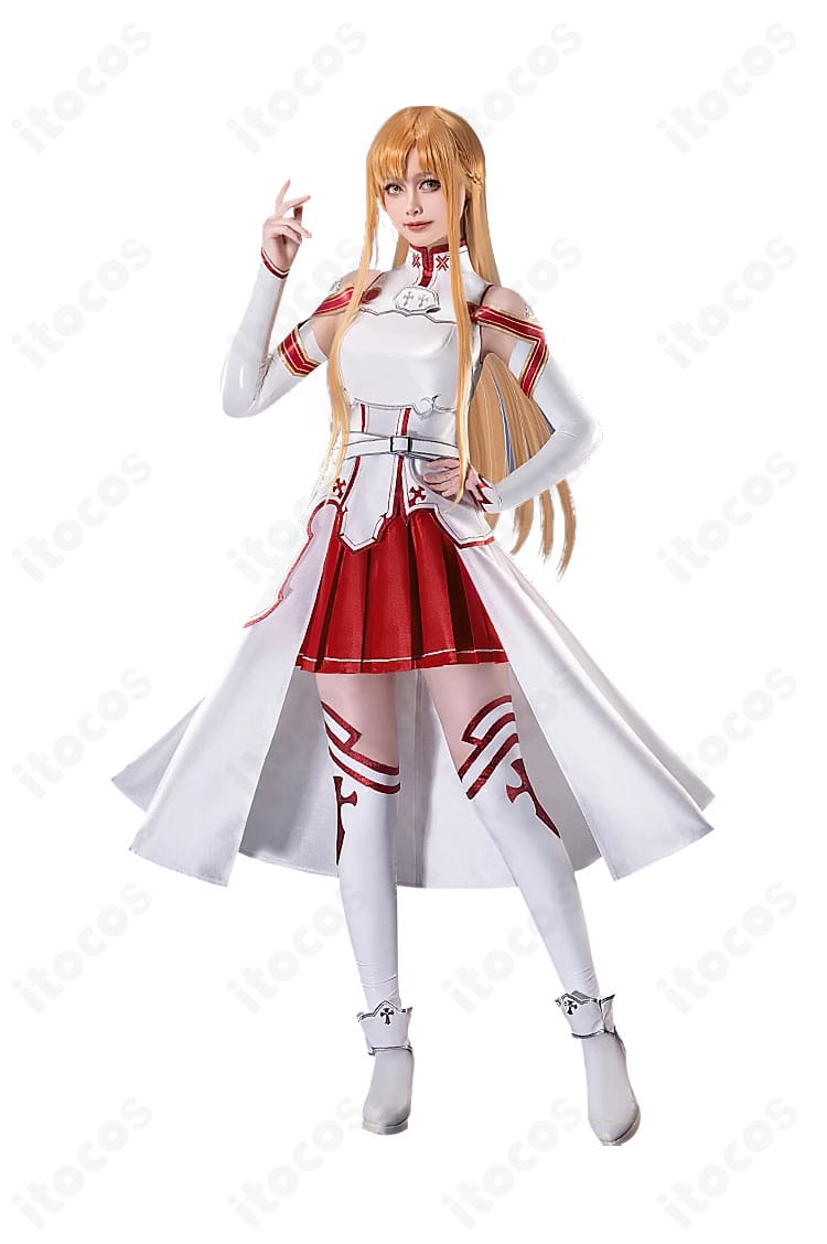 アスナコスプレ衣装の右側ディテール。ベルト位置と装飾ラインのバランスがわかるカット