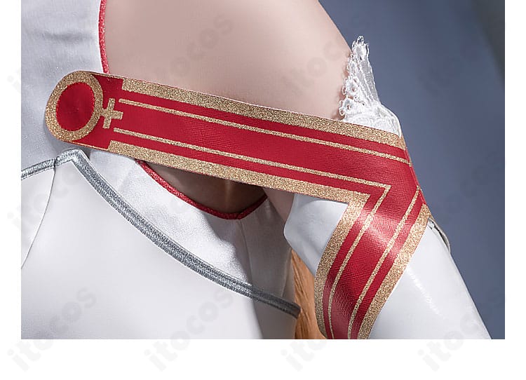 アスナコスプレ衣装の袖装飾。袖の配色と可動を妨げない縫製設計の説明