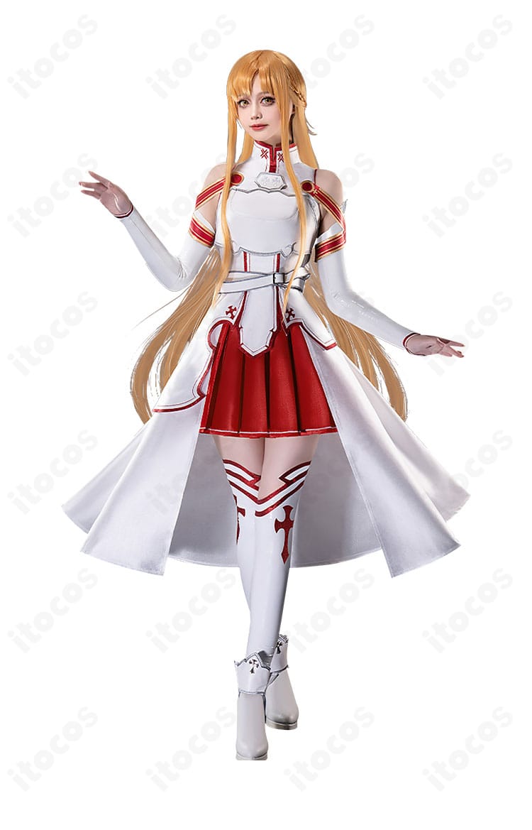 アスナコスプレ衣装の正面。胸当てや前身頃の意匠とシルエットが分かる全景