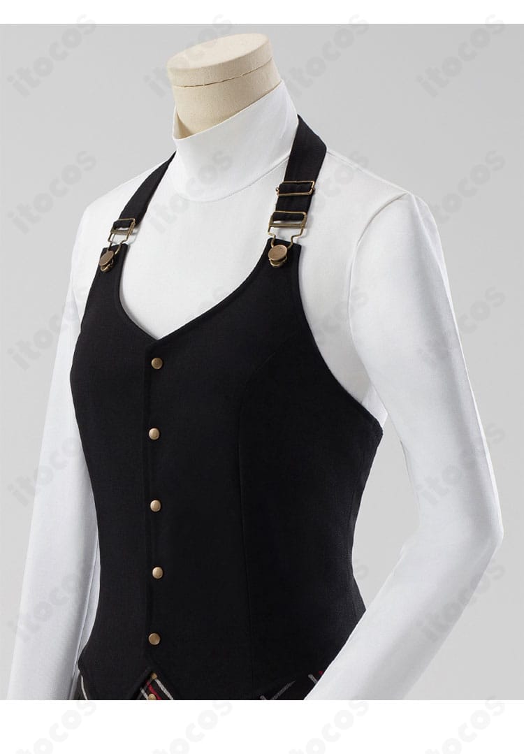 ペルソナ5 新島真 コスプレ衣装の側面ディテール。縫製の整いとフィット感を確認できる角度。