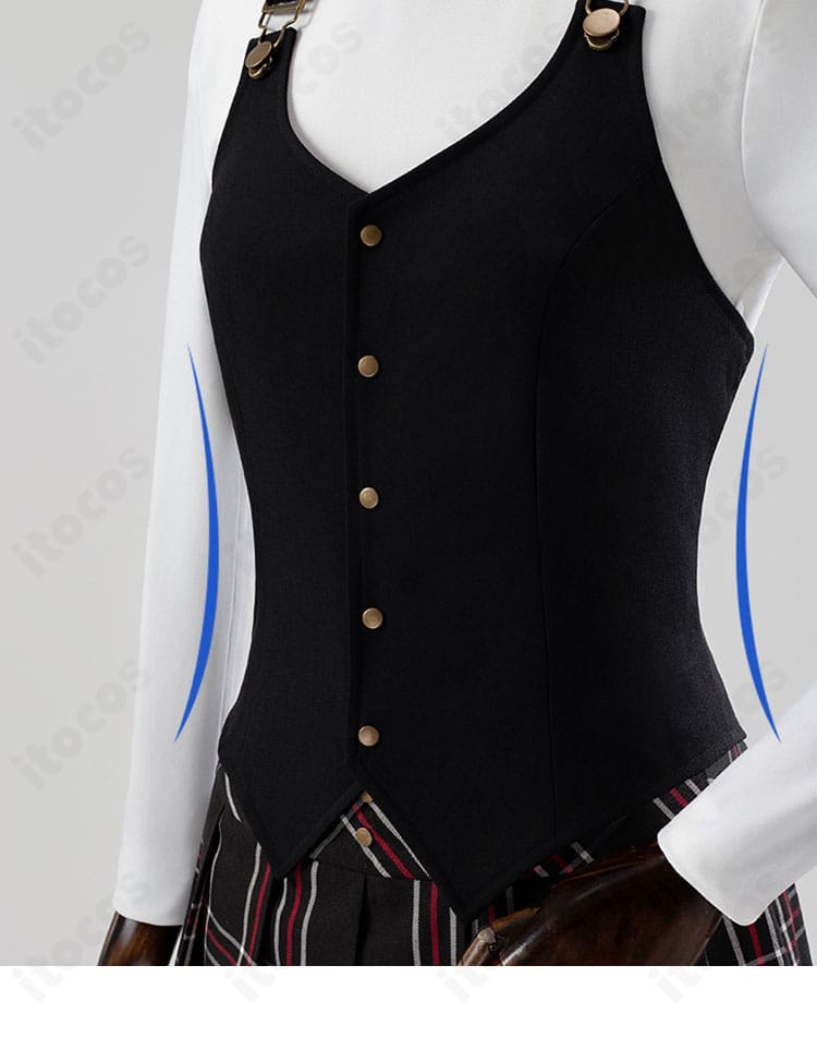 ペルソナ5 新島真 コスプレ衣装 上衣の装飾ディテール。刺繍の質感と配色のコントラストが分かる近接。