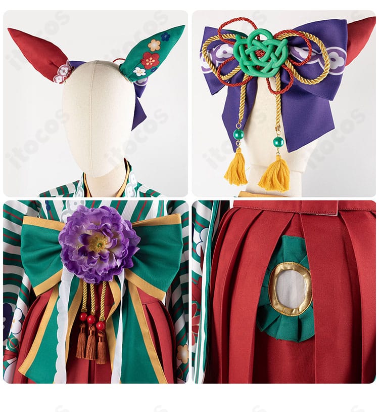 髪飾り・耳パーツ・背面蝶結びの近接ディテール画像