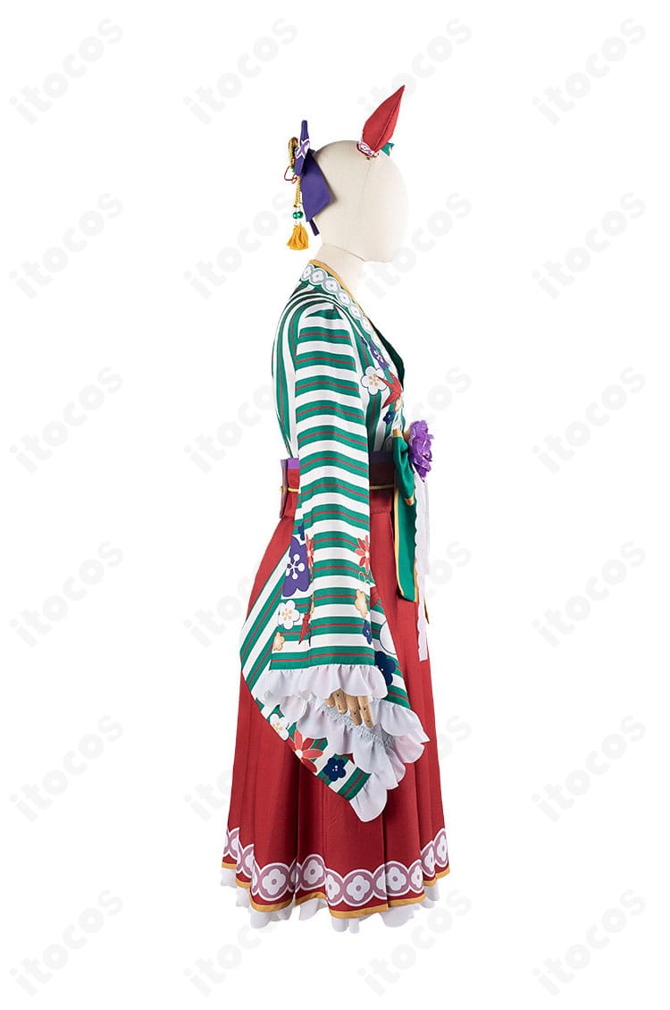 ナイスネイチャ衣装 右側ディテール（腰蝶結びとコルセットベルトの質感）