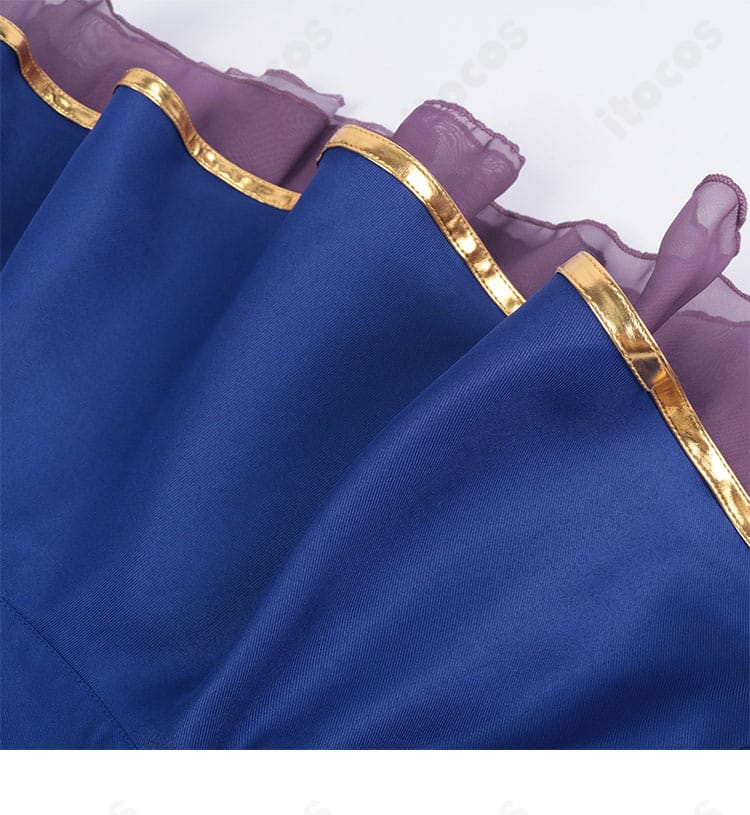 アクア コスプレ衣装 スカート装飾の近接、配色コントラストと縁取り