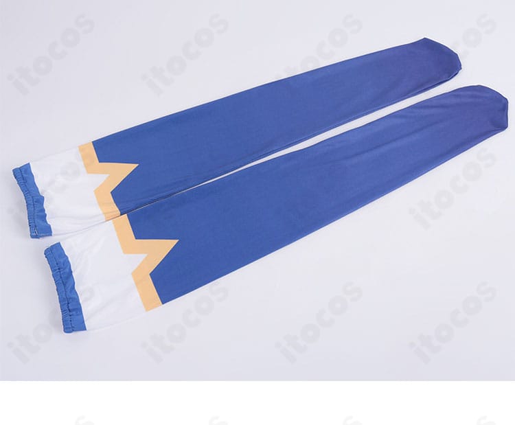 アクア コスプレ衣装 ソックス装飾の拡大、ライン配色と編み目の表情