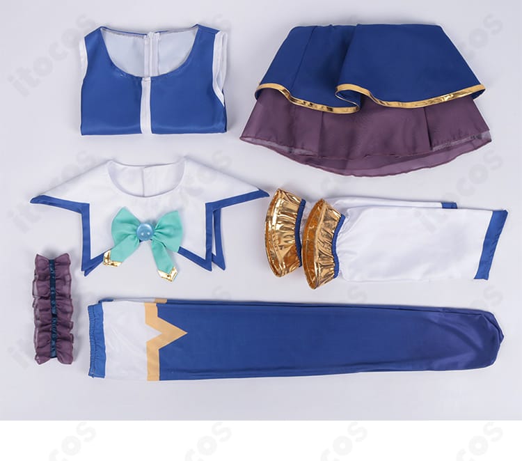 アクア コスプレ衣装 セット内容一式、トップス・スカート・袖・つけ襟・首飾り・靴下
