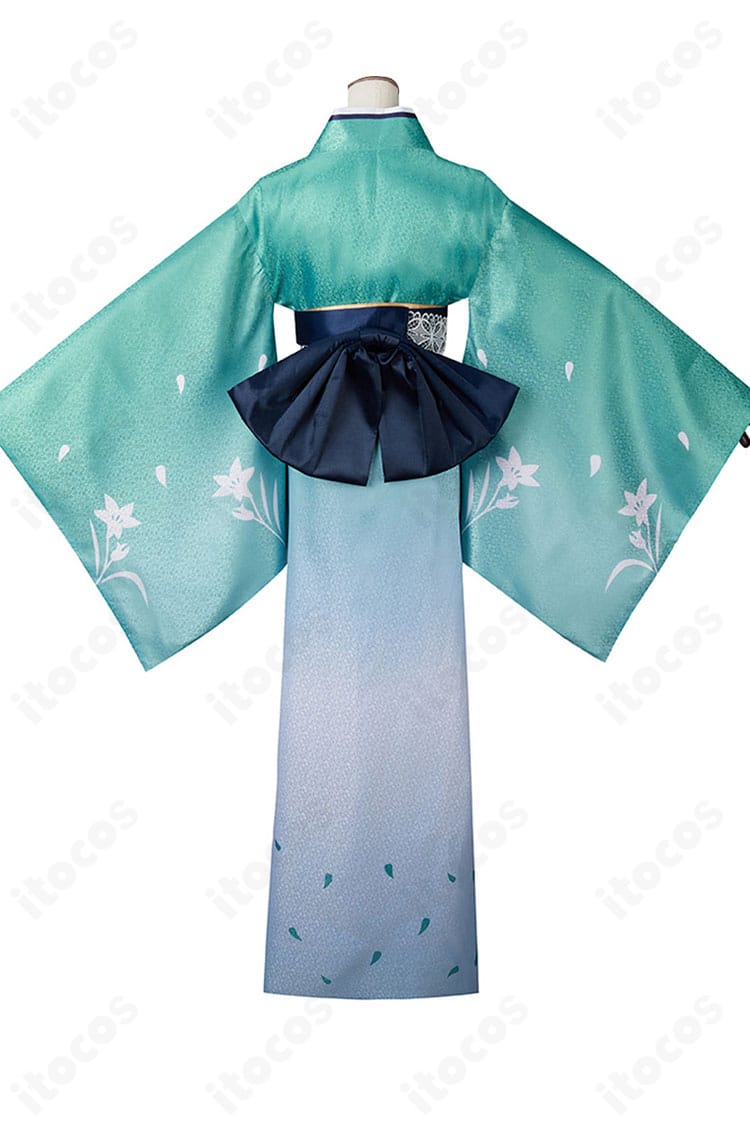 FGO モルガン 和装コスの背面図。大きな蝶結びと背中の装飾配置、後ろ姿のバランスを確認。