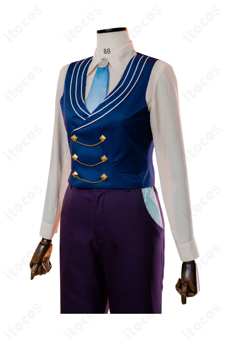 インナー上衣のサイド装飾ディテール（チェック柄と縫製）